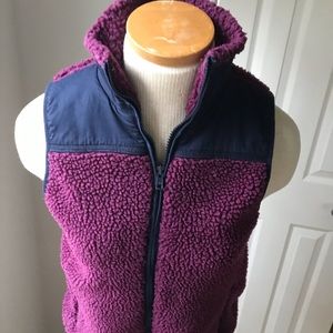 J Crew vest, raspberry and navy